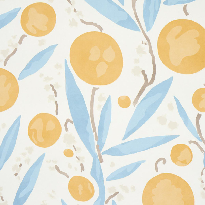 Papier peint Mirabelle, Jaune et bleu ciel