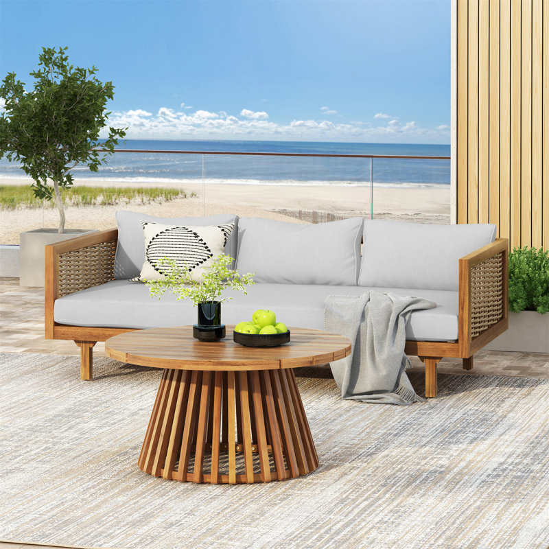 Wicker Patio Furniture Set Outdoor Rattan Sectional Sets Conversation Set - Weather-Resistant,  For Garden, Patio & Deck(With Water Resistant Thick Light Gray Cushions)
