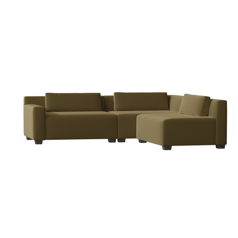 Alisa Chaise Sectional, Highlander Olive, Brown Mahogany