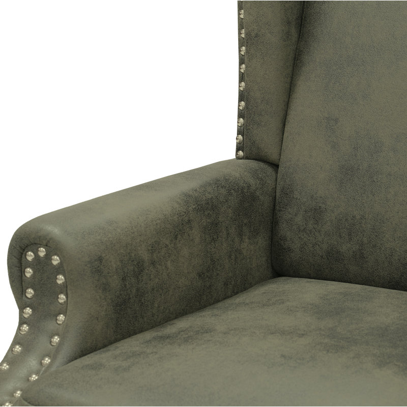Bloom Rustic Style Upholstered Accent Chair with Armrest for Living Room, Olive Green