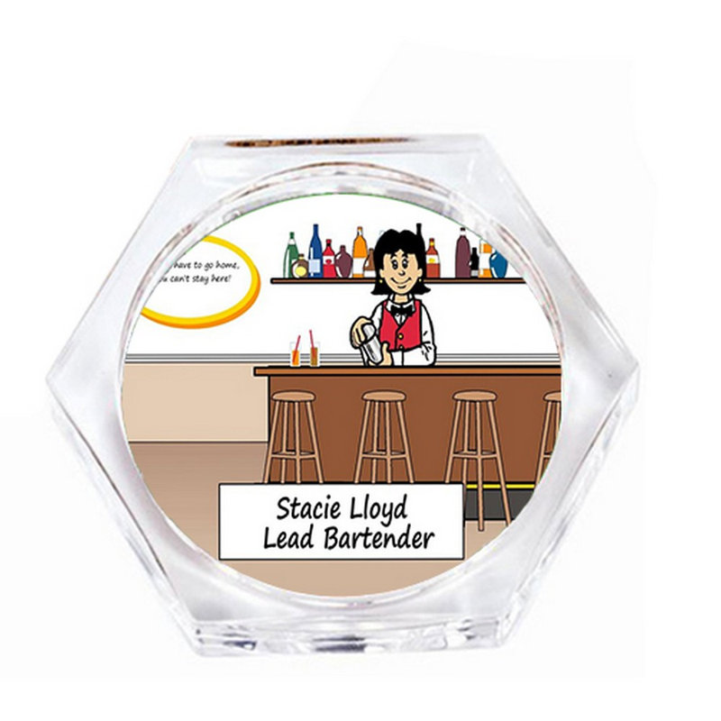 Ensemble-cadeau personnalisé pour barman - sous-verre féminin (4 sous-verres), Oui