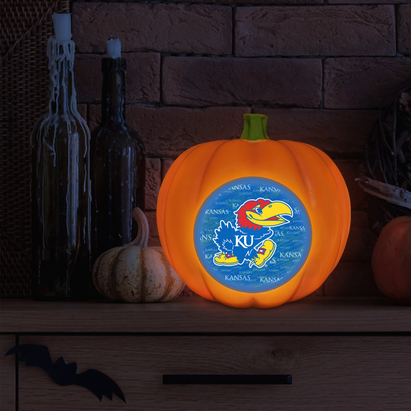 NCAA Kansas, décoration de citrouille en résine à logo 3D | 10 po