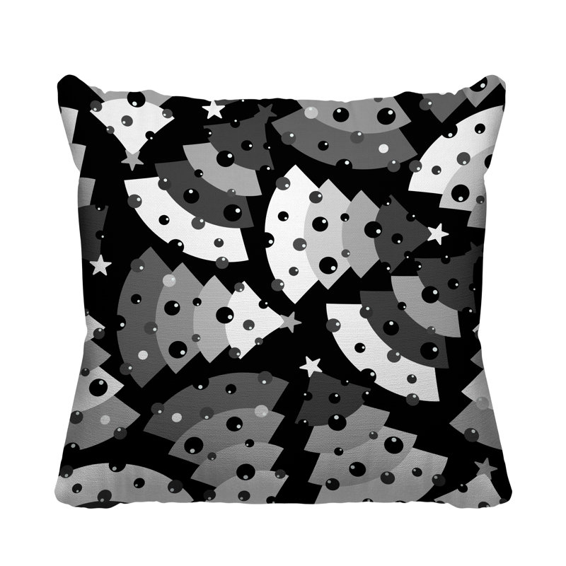 Coussin décoratif intérieur / extérieur Christmas Tree, 19 po x 19 po, Noir, Carré