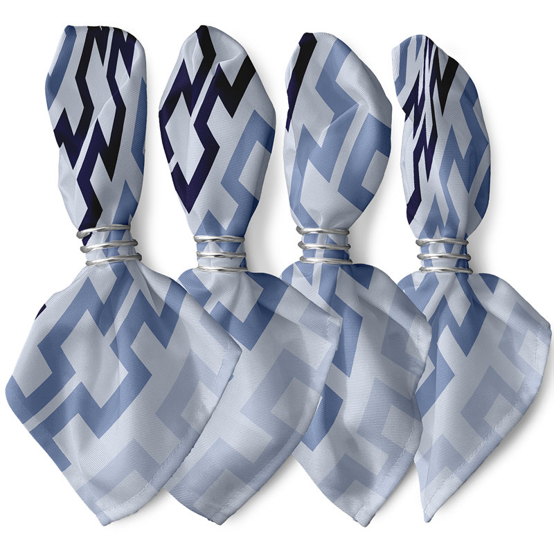 Ensemble de serviettes 4 pièces Cuff-Link, L 18 po x L 18 po, Bleu / bleu marine