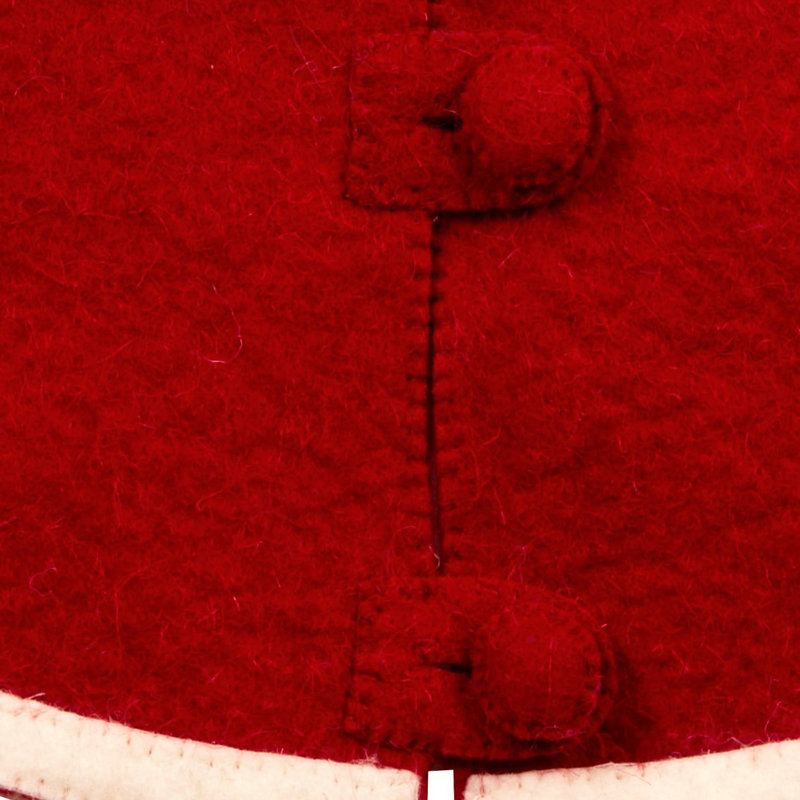 Mini Handmade Christmas Tree Skirt in Hand Felted Wool - Train on Red - 26"
