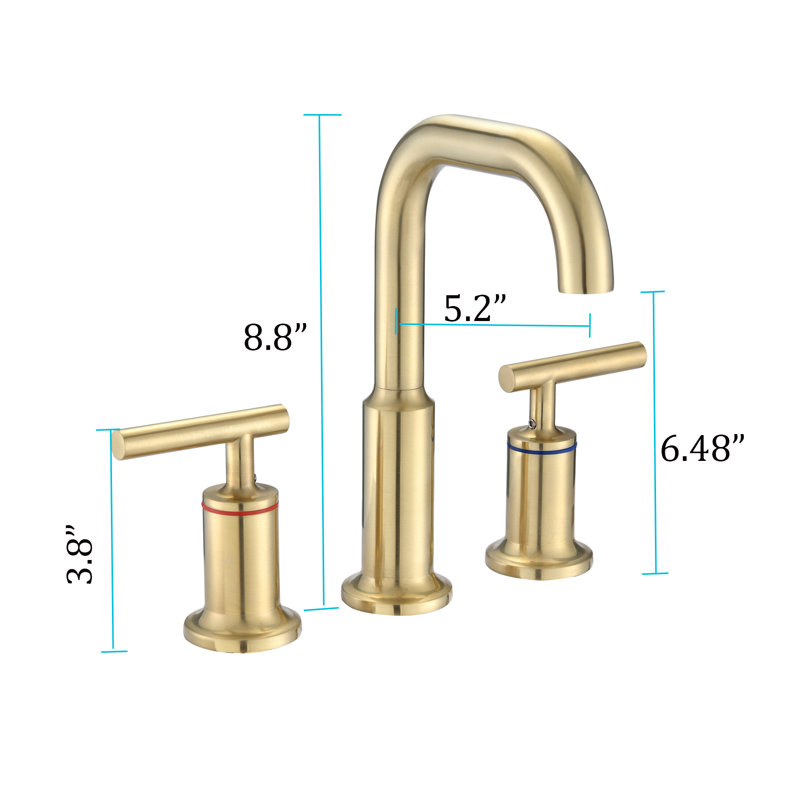 Widespread 2-handle Bathroom Faucet, Brushed Gold