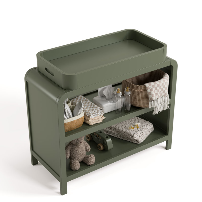 Table à langer avec plateau amovible Santos, Olive