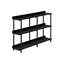 Console étroite, 3 pièces avec plateau rectangulaire en métal et métal noir, rangement pour hall d'entrée contemporain à 2 tablettes