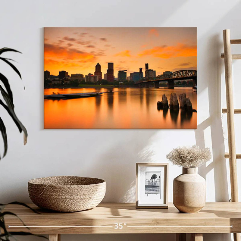 Portland Sunset Skyline, 8" H x 12" W