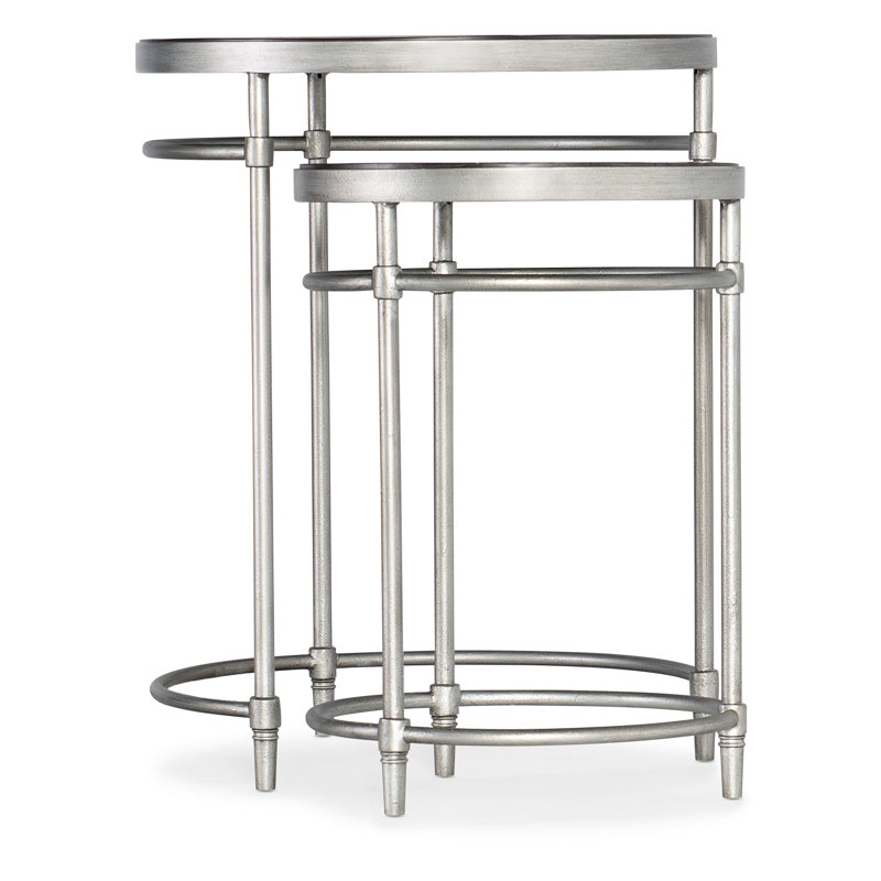 Round Black and Silver Wood Metal Nesting Tables