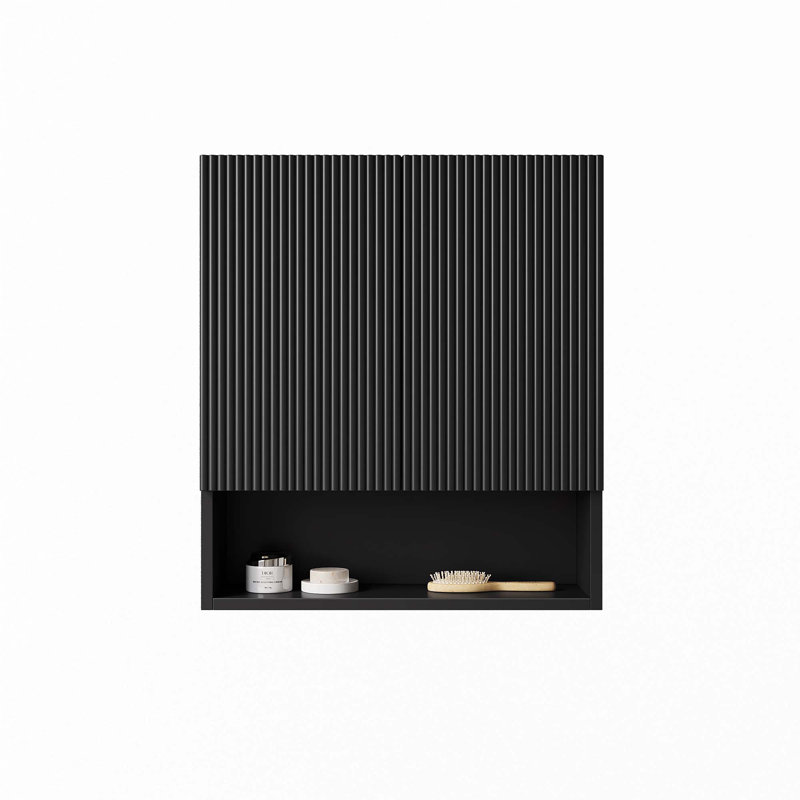 26" Wall-Mounted Striped Bathroom Cabinet