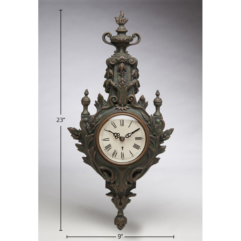 Torch Design Wall Clock, Antique Green