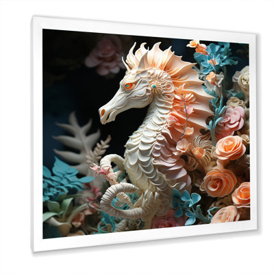 Hippocampe avec sanctuaire de fleurs - impression