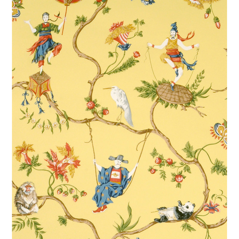 Ming Circus Toile Wallpaper Roll, Pollen
