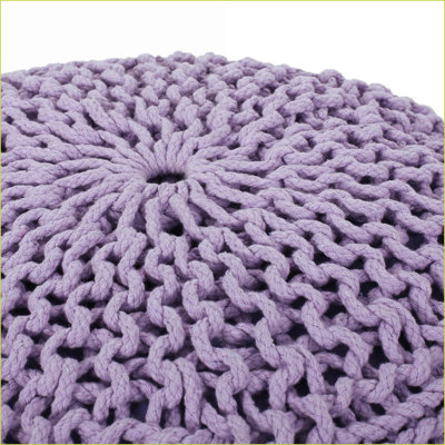 Ottoman Round Knitted Cotton Pouf for Living Room or Bedroom Cotton