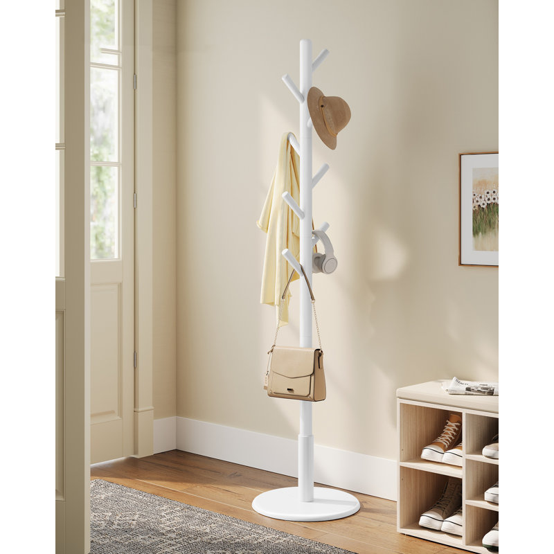 Rubber Freestanding 8 - Hook Coat Rack, White