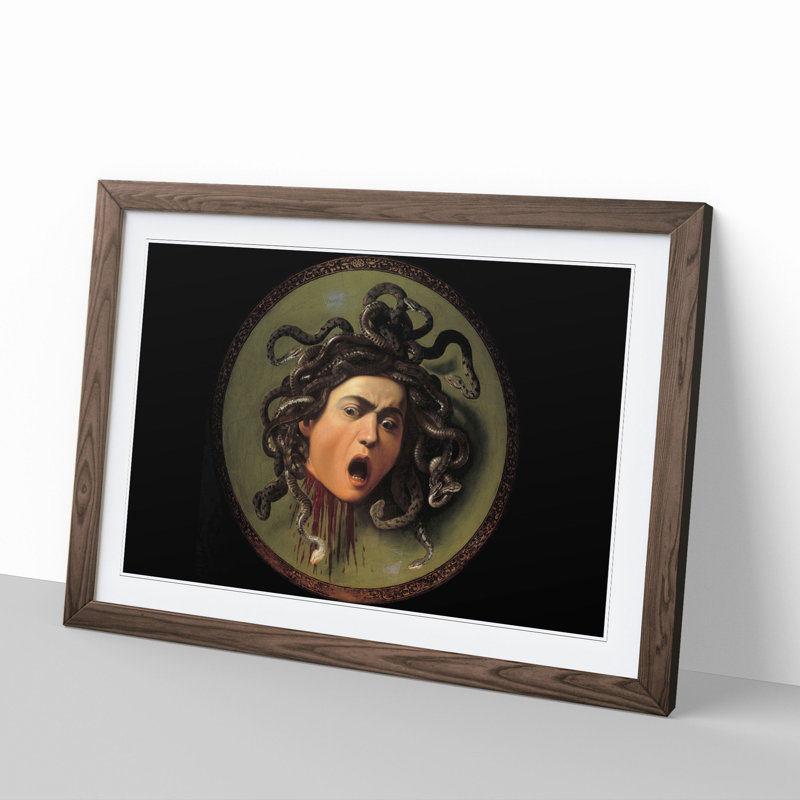 The Head of Medusa by Caravaggio - Framed Print, Walnut, 36cm H x 48cm W x 2cm D