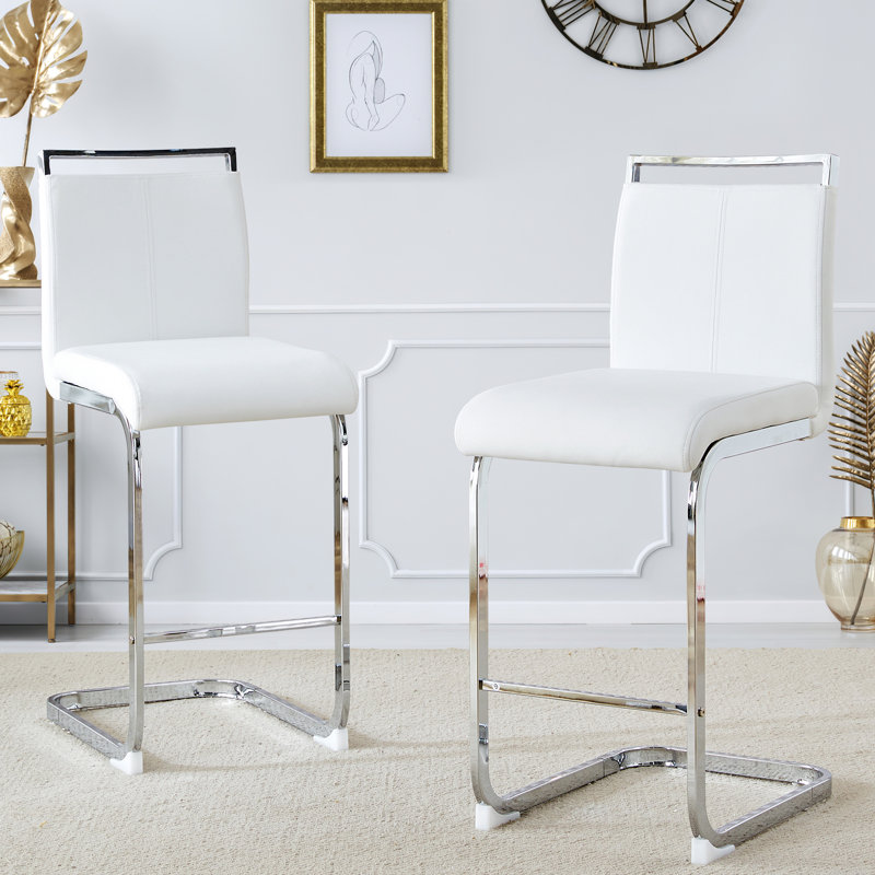 Tabouret de comptoir 25 po, Blanc, Tabouret de comptoir (siège d'une hauteur de 25 p, Chrome chrome