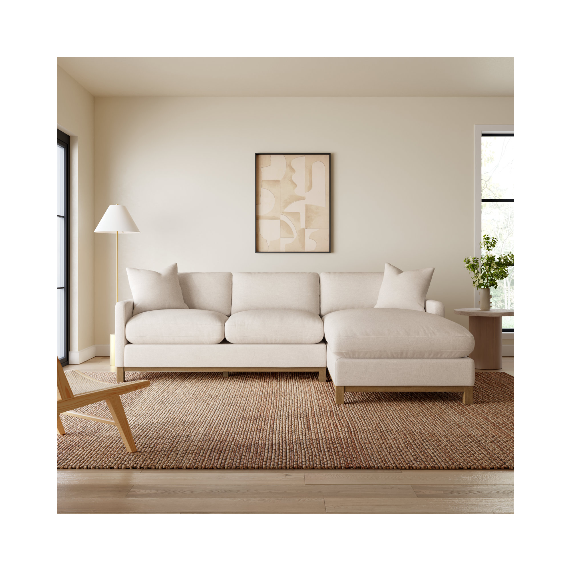 Cami 2 - Piece Upholstered Chaise Sectional, Cloud Linen Blend, Right Hand Facing