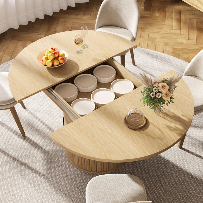 47-59" Extendable Dining Table With Storage For 4-6