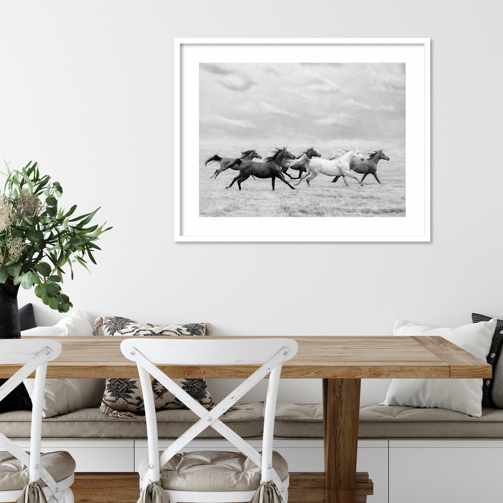 Horse Run I by PHBurchett, 27" H x 33" W, White