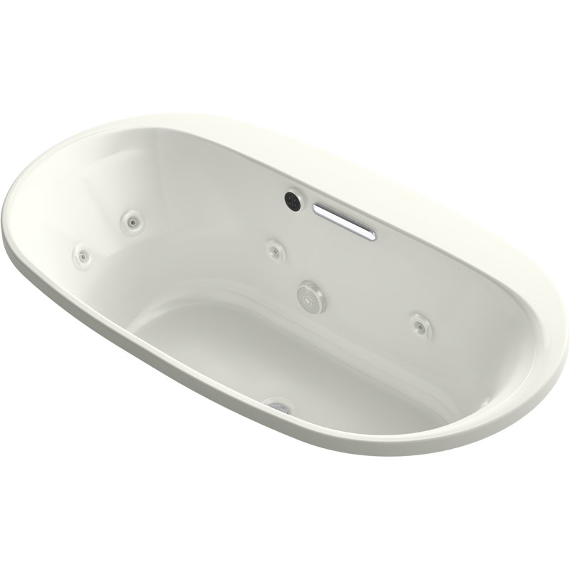 66-In x 36-In Heated Whirlpool Bath with Center Drain, Dune
