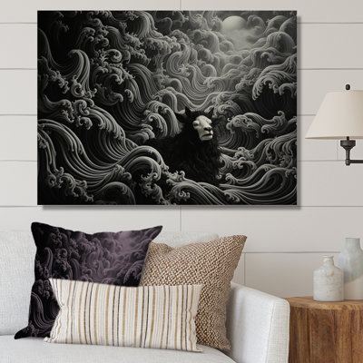 Portrait abstrait de chèvre noir et blanc III - Chèvre, art mural