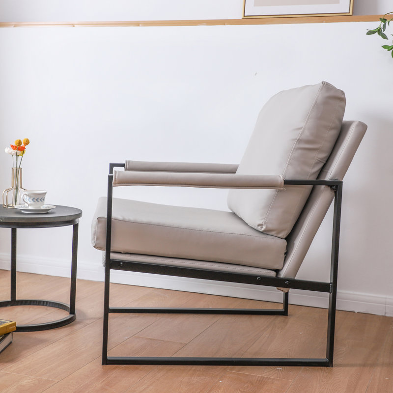 Upholstered Armchair, Gray Faux Leather