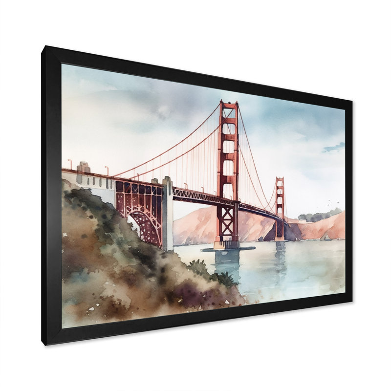 Vue de San Francisco II - reproduction, Cadre simple noir, H 24 po x l 32 po x P 1 po