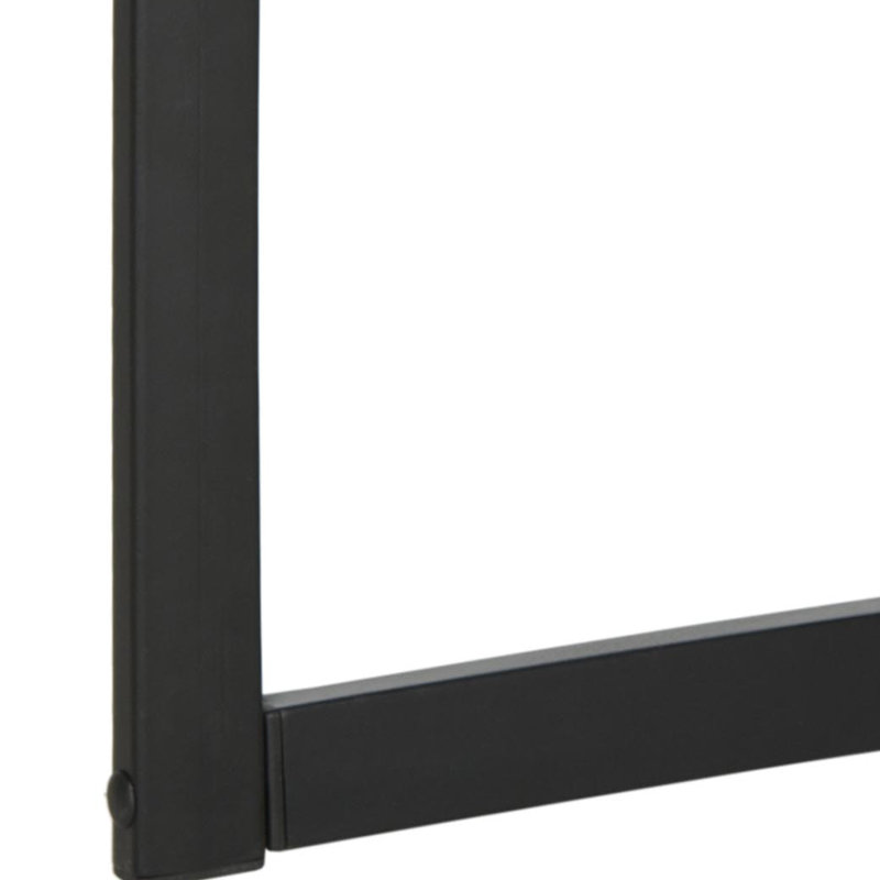 Leonard Round Oak and Black Metal End Table