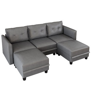 Faux Leather U-Shaped Sectional Reversible