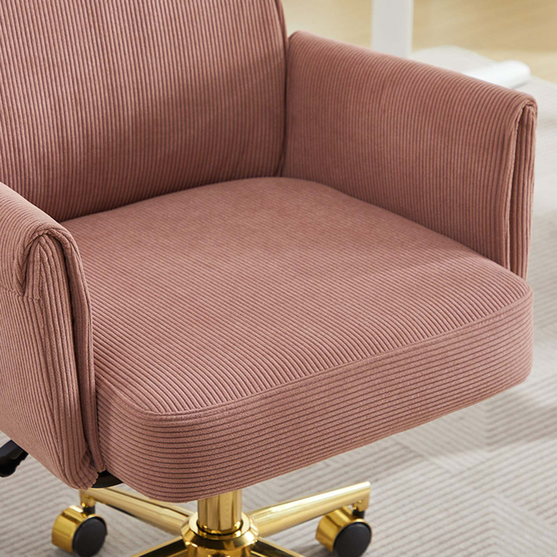 Chaise de bureau ergonomique à dossier moyen, Rose clair