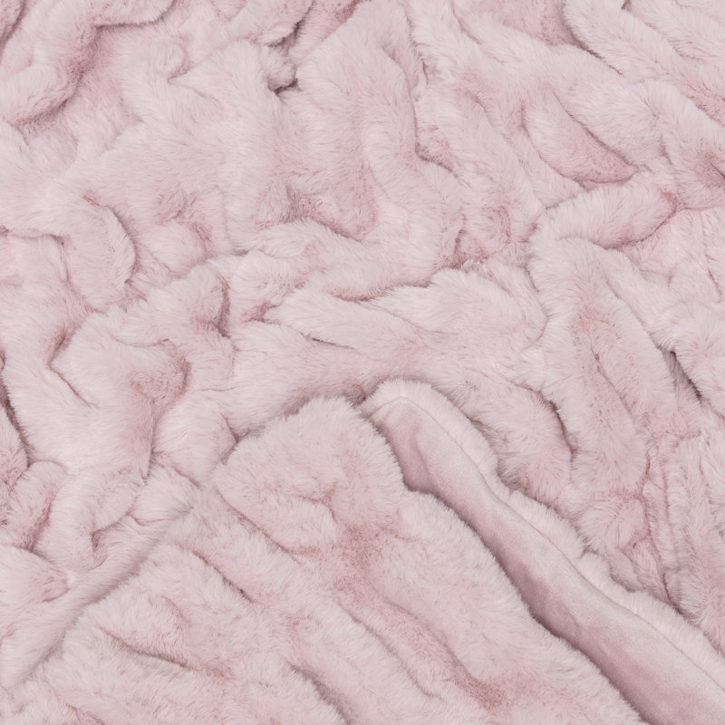Jeté de lit en fausse fourrure, Brun clair rosé, Jeté