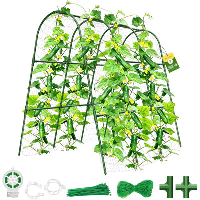 U-shaped Cucumber Trellis For Raised Bed, Metal Garden Trellis For Climbing Plants Outdoor, Vegetable Vine Plant Support, Green