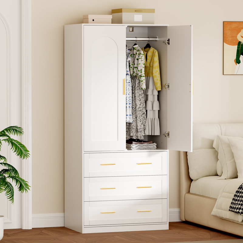 Armoire-penderie en bois avec 3 tiroirs