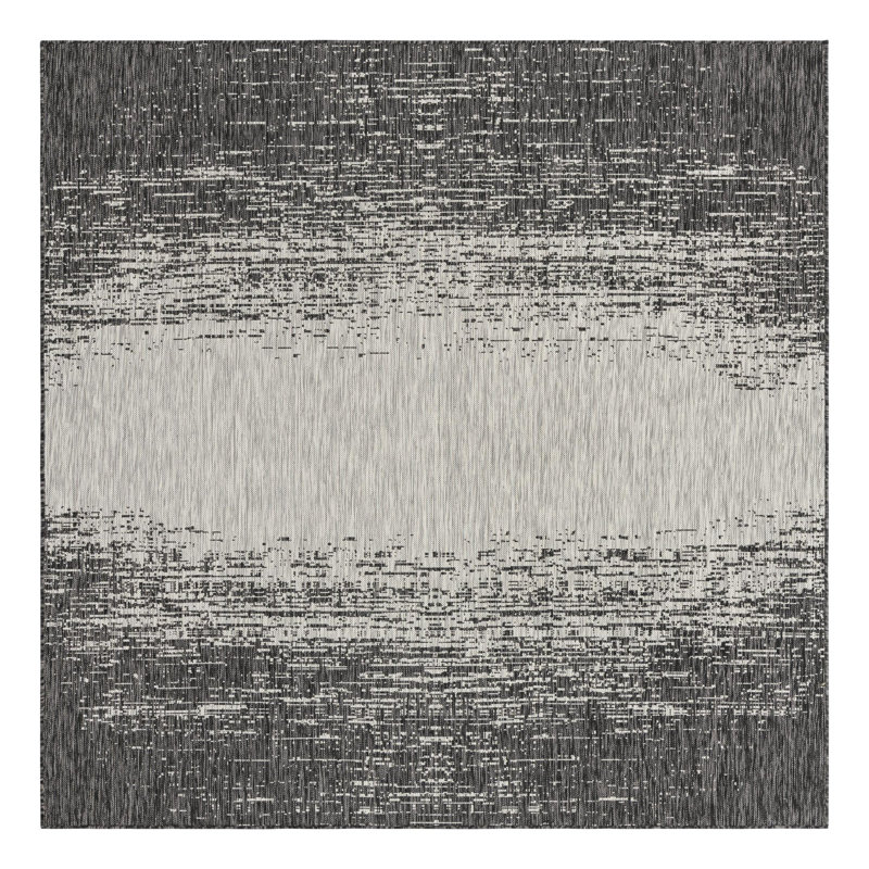 Pindall Charcoal Gray/Gray Indoor/Outdoor Rug, Square 7'10"