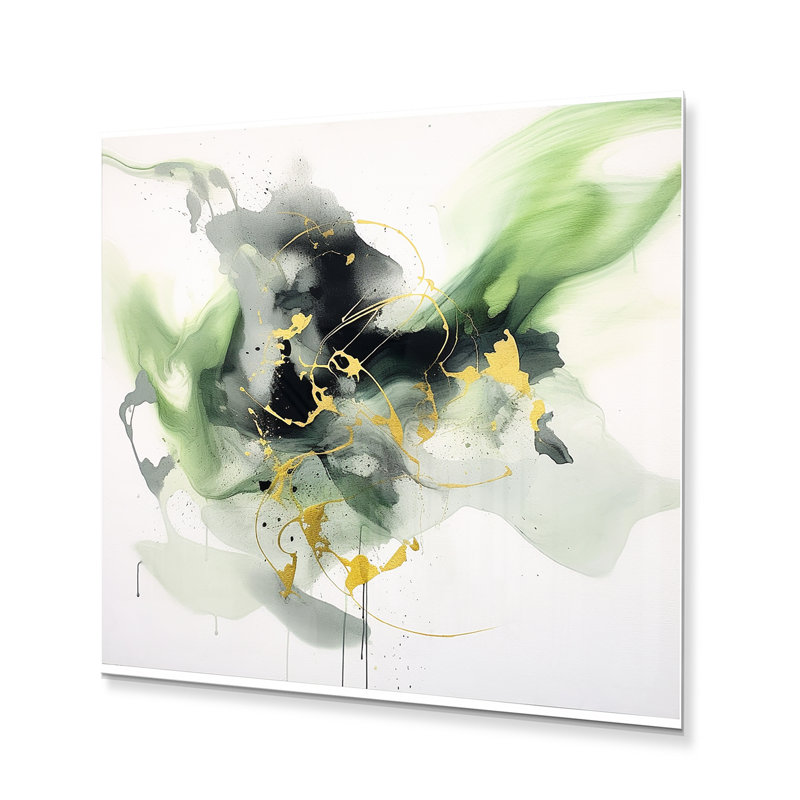 Green And Black Splash - Fractals Metal Wall Decor, H 16 po x l 16 po x P 1 po