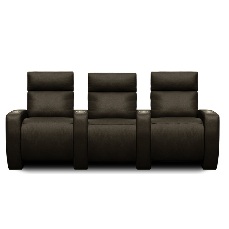 Sièges de cinéma configurables en cuir home Kalispell, Cuir véritable noyer foncé Dreamer