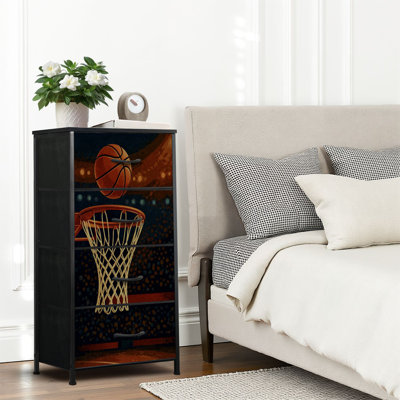4 Drawer Dresser for Bedroom, Narrow Chest of Drawers, Wooden Top and Study Iron Frame 18"x37.5"-(WxH)
