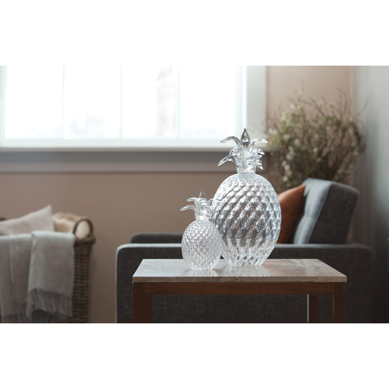 Handmade Glass Pineapple Figurine, 7.75" H x 4.25" W x 4.25" D