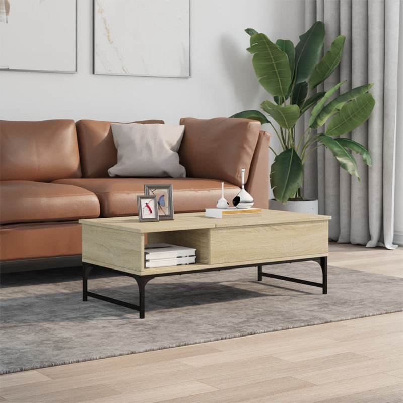 Kerlin Lift Top Four Leg Coffee Table with Storage, Sonoma Oak