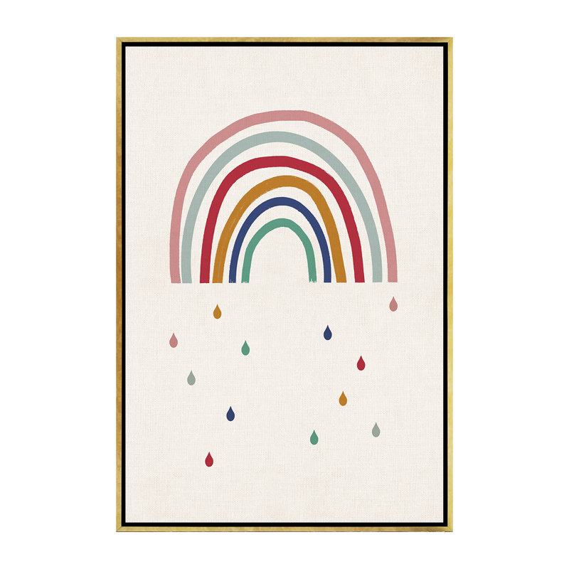 Décoration murale pleure arc-en-ciel pour enfants, H 60 po x l 40po x P 1,5 po, Toile avec cadre or