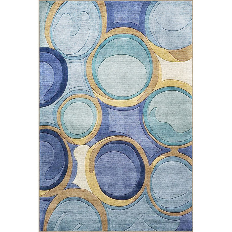 Tapis bleu tissé lavable à la machine, Sous-tapis rectangulaire de 3 pi 3 po x 4 pi 11 po