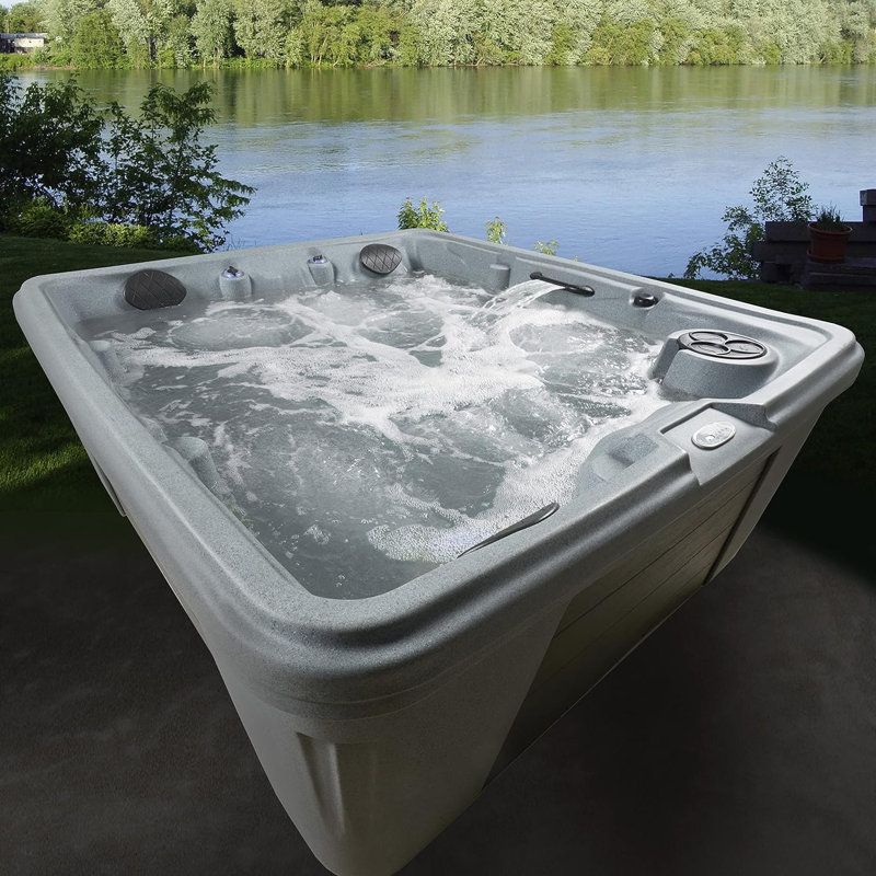 Trend 5-Person 28-Jet 54-Port Lounger Plug and Play Hot Tub Spa with Stainless Steel Heater, Digital Control, LED Lighting, Insulated Cover Included, Made in USA