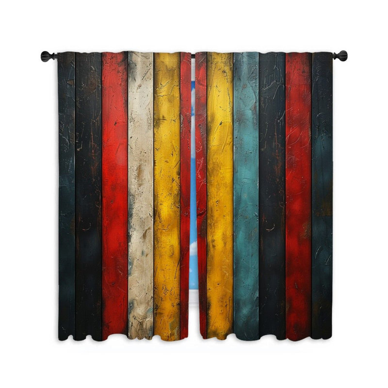 11941_Vertical Lines Rideaux de fenêtre à rayures de couleur abstraite - 2 panneaux, L 20 po x L 84 po