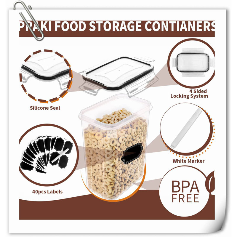 White BPA-Free Plastic Airtight Food Storage Container Set