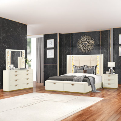 Zimran Upholstered 4 Piece Bedroom Set by Everly Quinn
