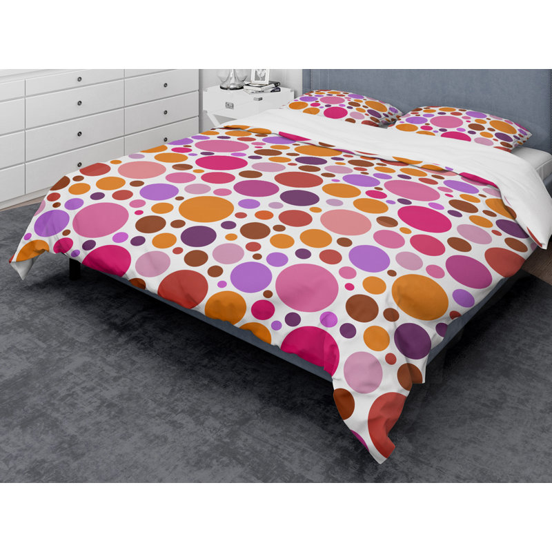Abstrait géométrique circulaire rétro II - ensemble de housse de couette abstrait rétro - microfibre de polyester