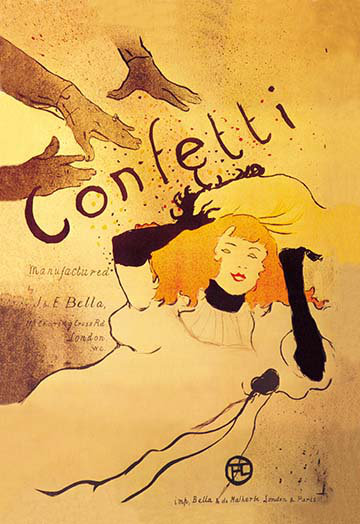 « confettis » par toulouse lautrec rétro, H 42 po x l 28 po
