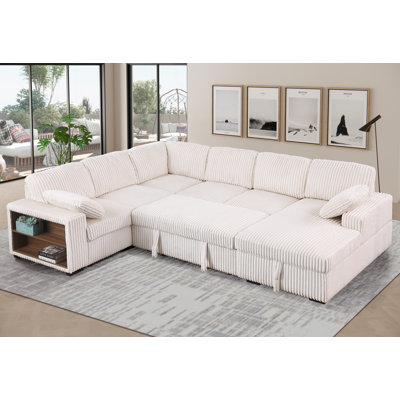 Canapé modulaire en velours côtelé avec lit escamotable Shariff